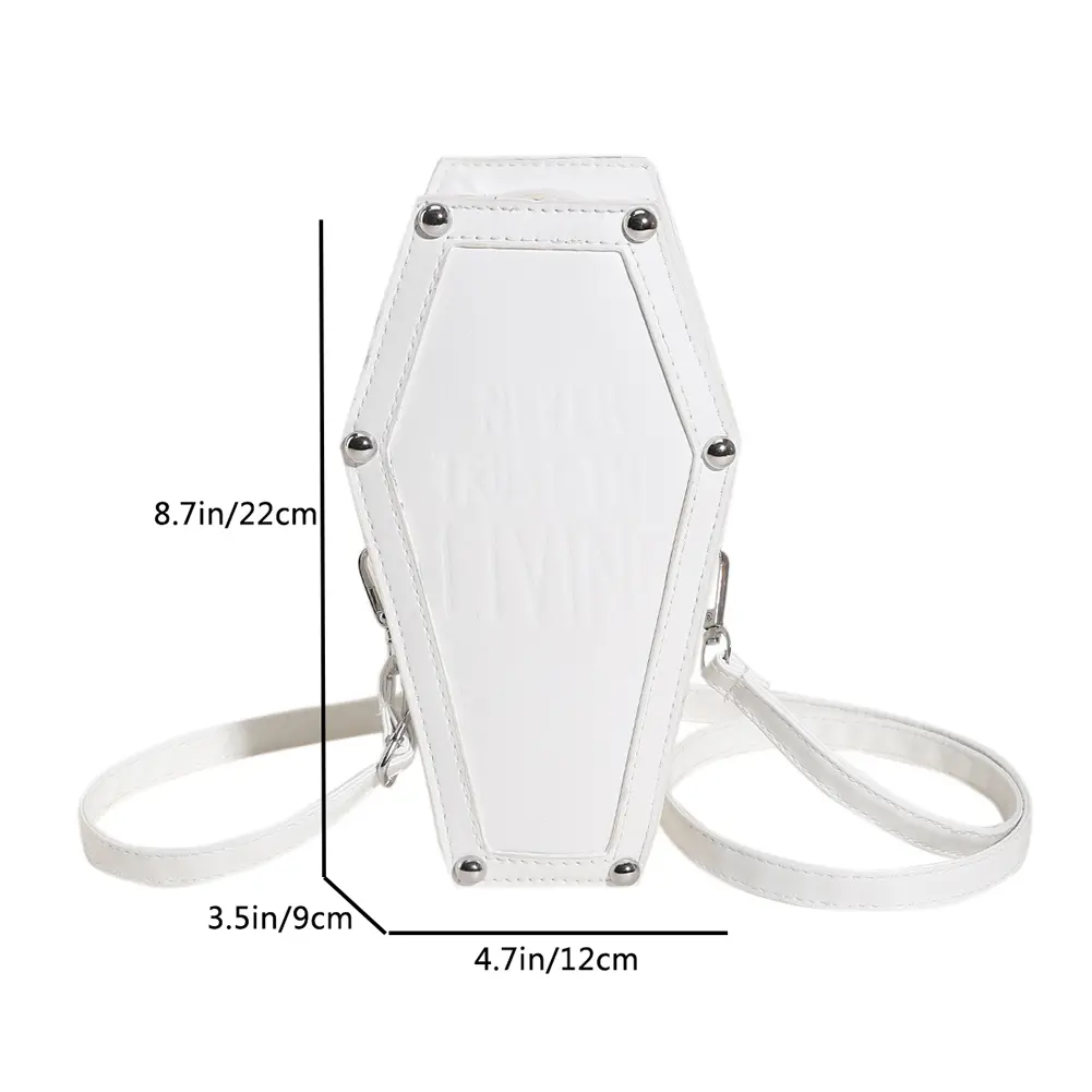 Women's Crossbody Bag Gothic Coffin Shape Phone Shoulder Bags Halloween PU Underarm Bag for Girls Cosplay Creative Cosmetic Bags