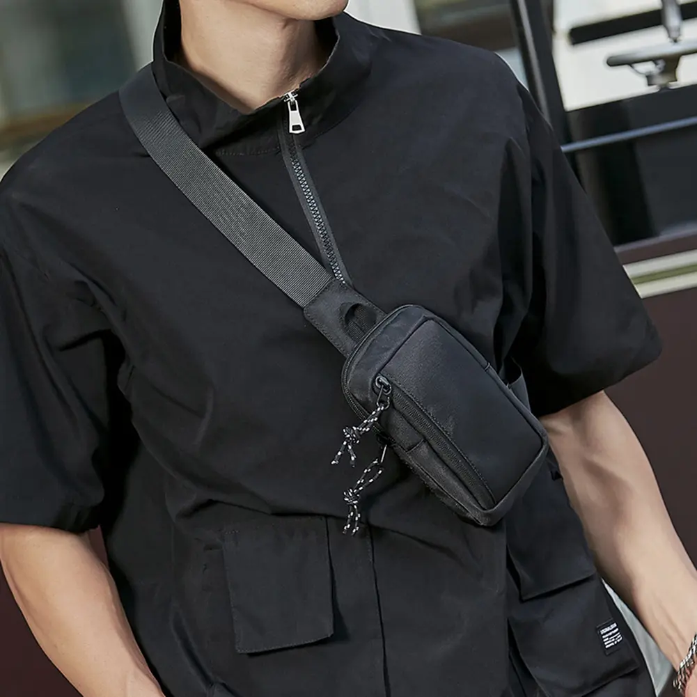 Men Crossbody Bags Solid Phone Belt Pouch Oxford Waterproof Phone Purse Sports Outdoor for Male