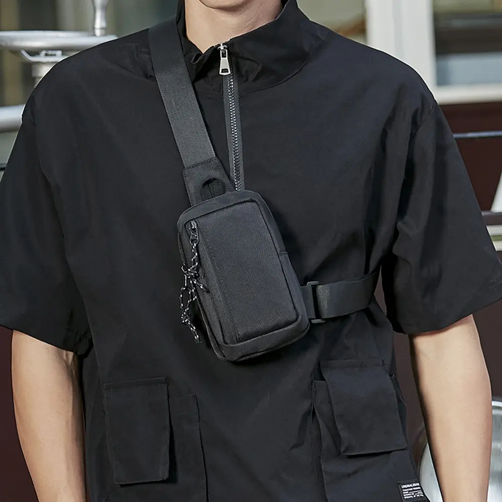 Men Crossbody Bags Solid Phone Belt Pouch Oxford Waterproof Phone Purse Sports Outdoor for Male