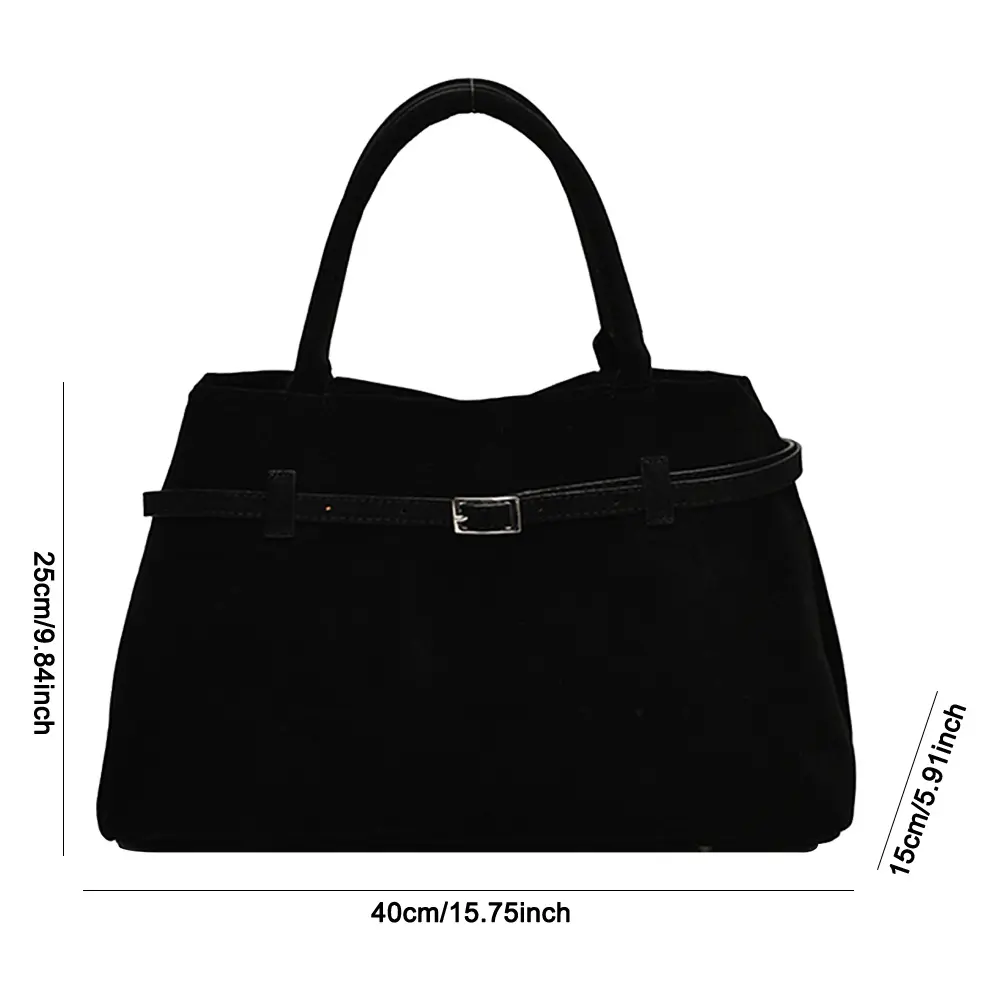 Women Faux Suede Handbag Vintage Solid Shoulder Bag 2024 New Frosted Tote Bags Large Capacity Casual Underarm Bag Top-Handle Bag