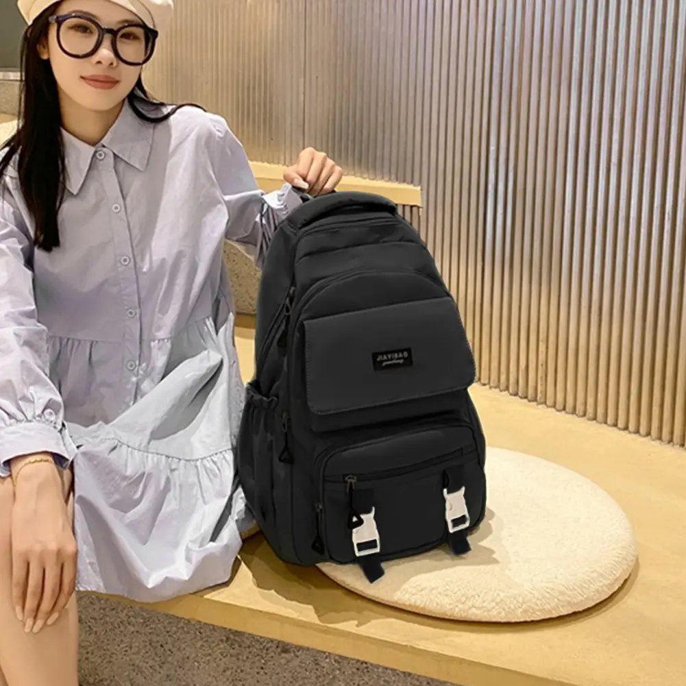 Leisure College Backpack Unisex Student Bookbag Large Capacity Outdoor Laptop Bag Simple Multi-Pockets Schoolbag Travel Knapsack