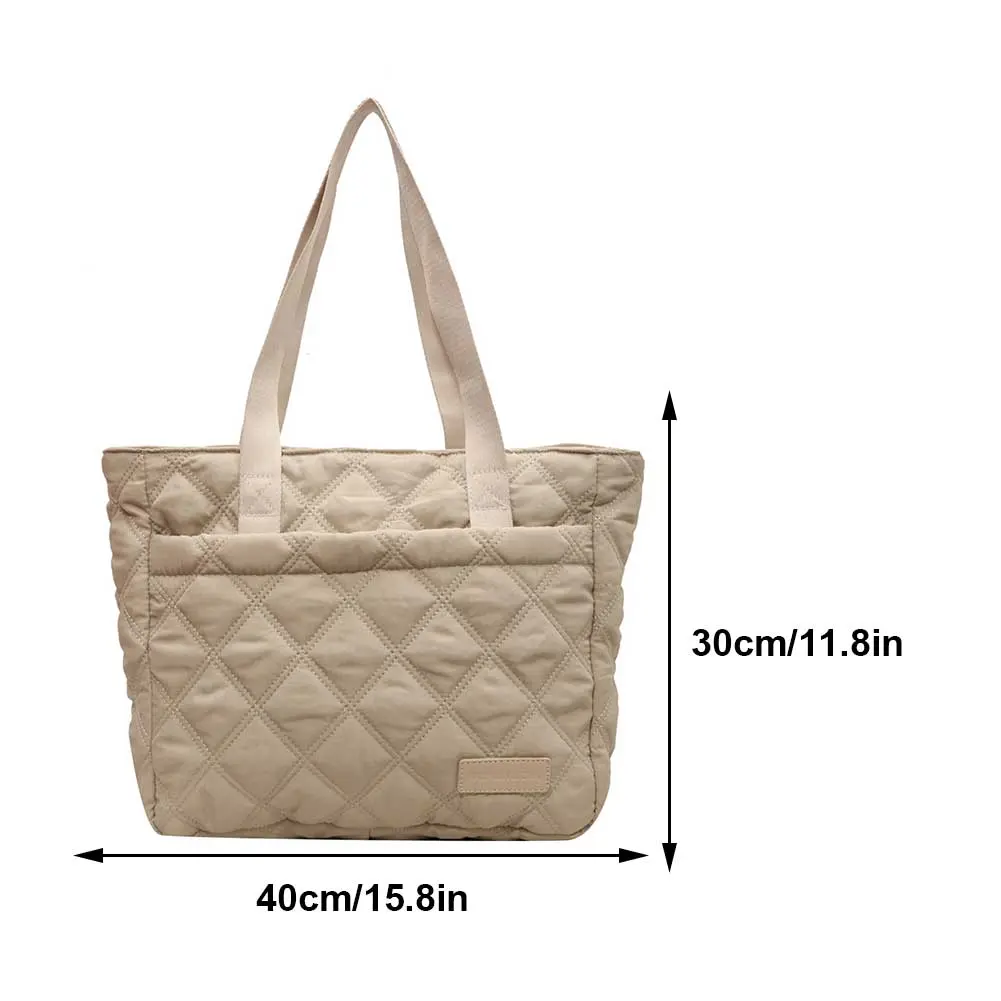 Women's Bag Quilted Padded Embroidered Thread Shoulder Bags Puffer Cotton Fashion Handbags High Quality Designer Large Tote Bags