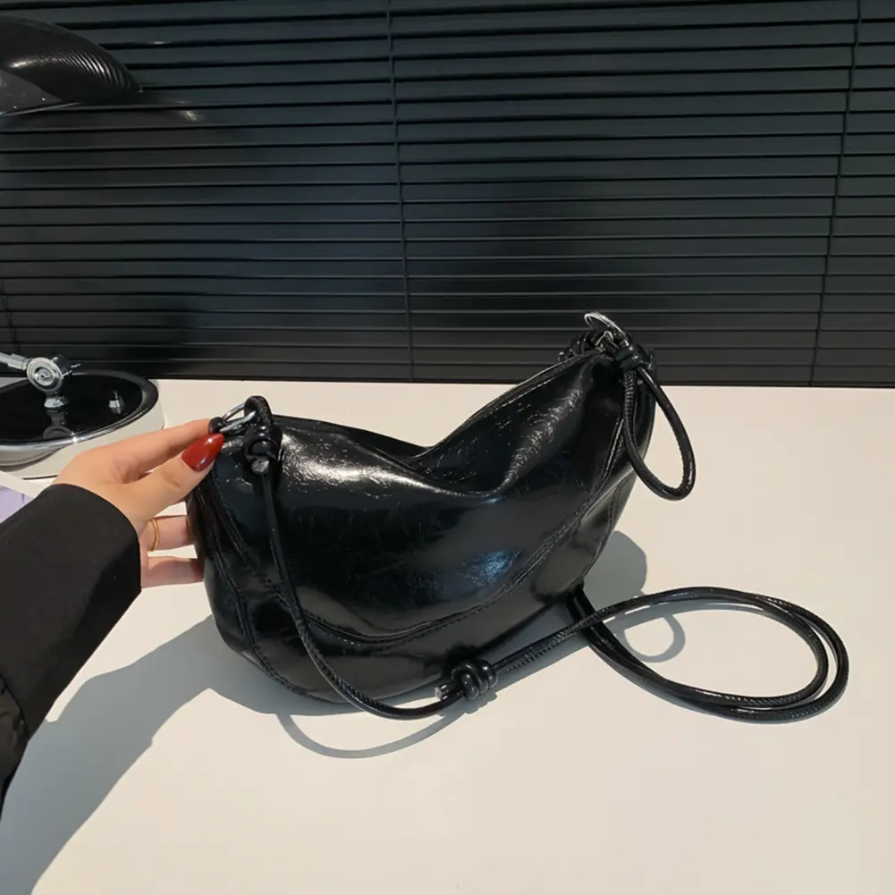 High-end Shoulder Bag for Women PU Leather Luxury Satchel Solid Fashion Crescent Bag Korean Trendy Crossbody Bag Designer Purses