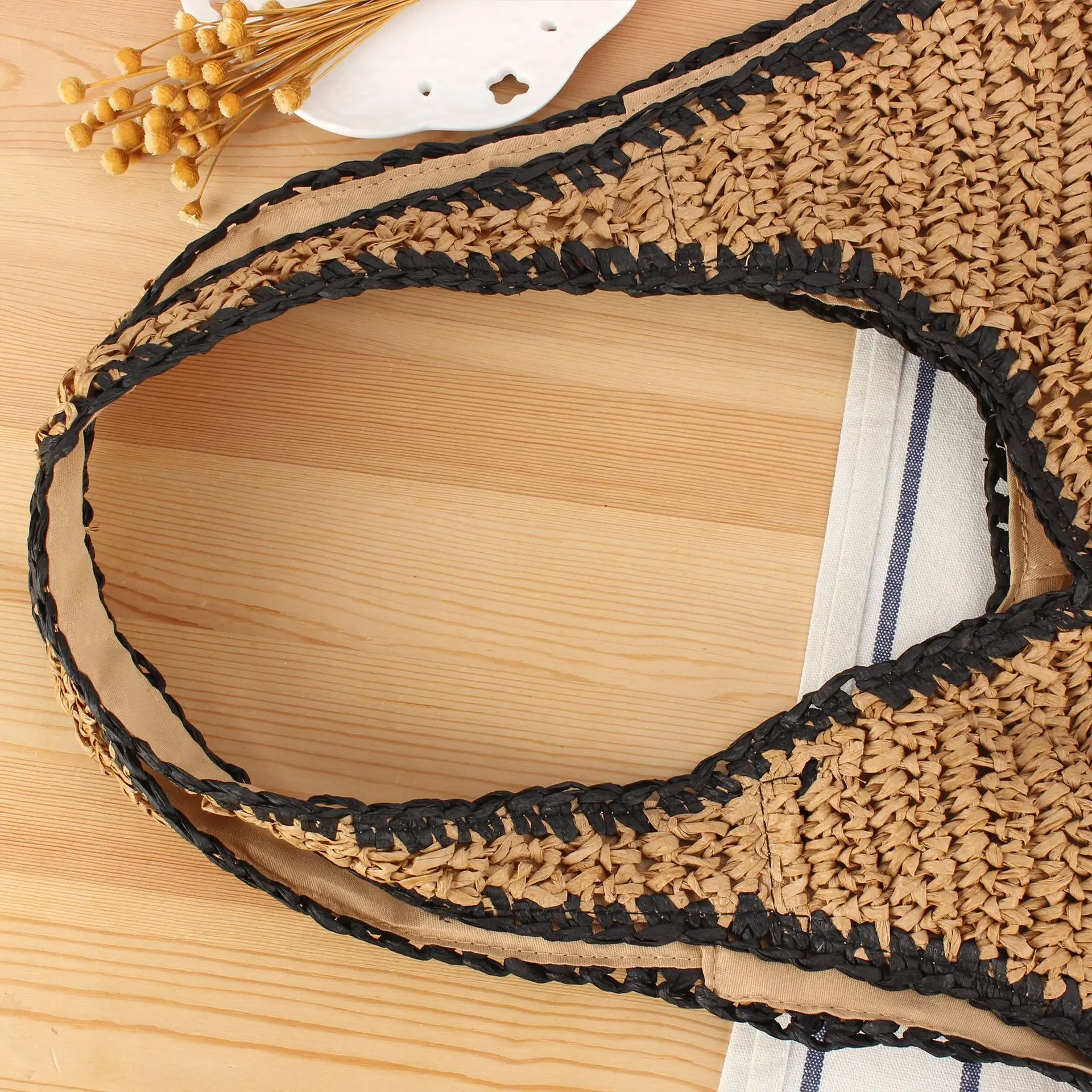 New Beach Straw Underarm Pouch Casual Large Shoulder Armpit Bag Woven Tote Handbag Magnetic Buckle Seaside Storage Basket Bag