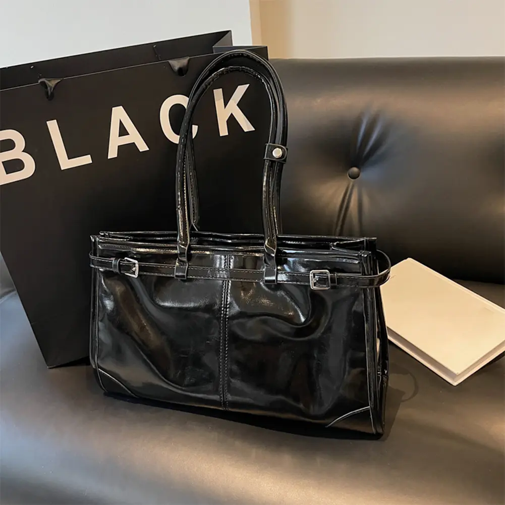 Hot Selling Women's Bag Vintage PU Leather Fashion Shoulder Bag High-end Solid Tote Bags Elegant Ladies Handbag Zip Underarm Bag