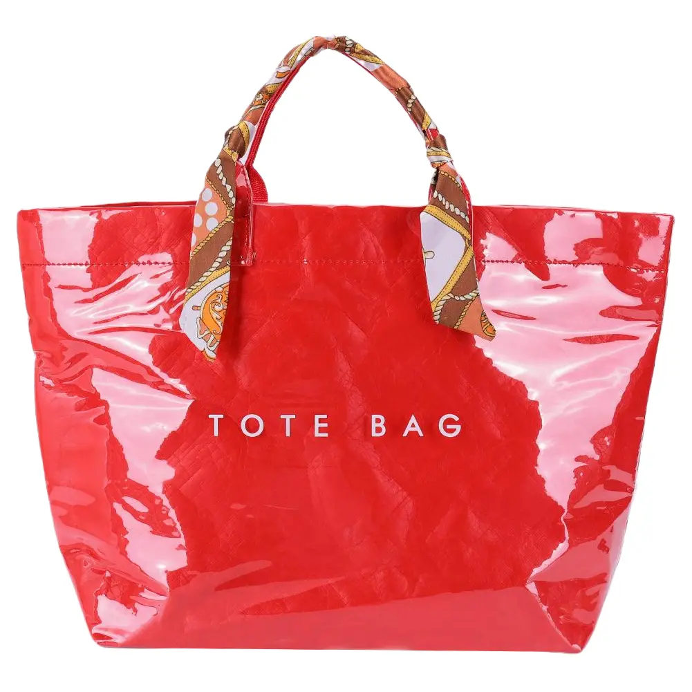 PVC Transparent Plastic Shoulder Bag Letters Print Clear Dupont Paper Tote Handbag Women Shopping Travel Carry Top-Handle Bags