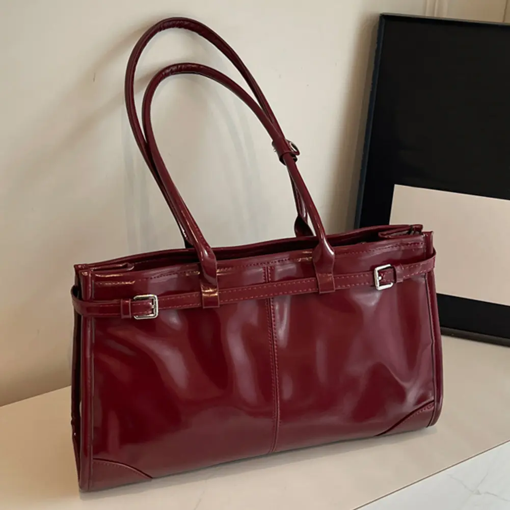 Hot Selling Women's Bag Vintage PU Leather Fashion Shoulder Bag High-end Solid Tote Bags Elegant Ladies Handbag Zip Underarm Bag