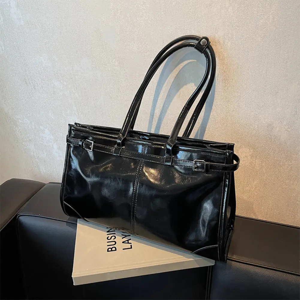 Hot Selling Women's Bag Vintage PU Leather Fashion Shoulder Bag High-end Solid Tote Bags Elegant Ladies Handbag Zip Underarm Bag