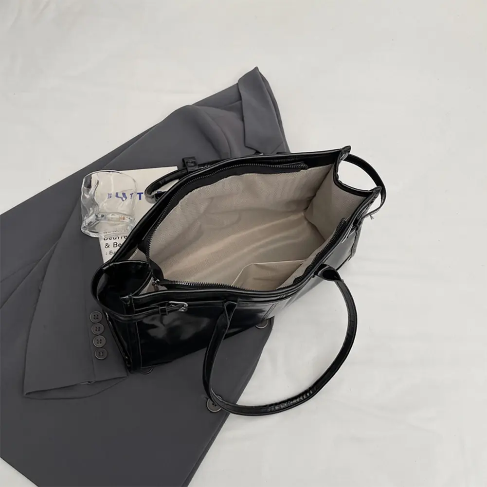 Hot Selling Women's Bag Vintage PU Leather Fashion Shoulder Bag High-end Solid Tote Bags Elegant Ladies Handbag Zip Underarm Bag