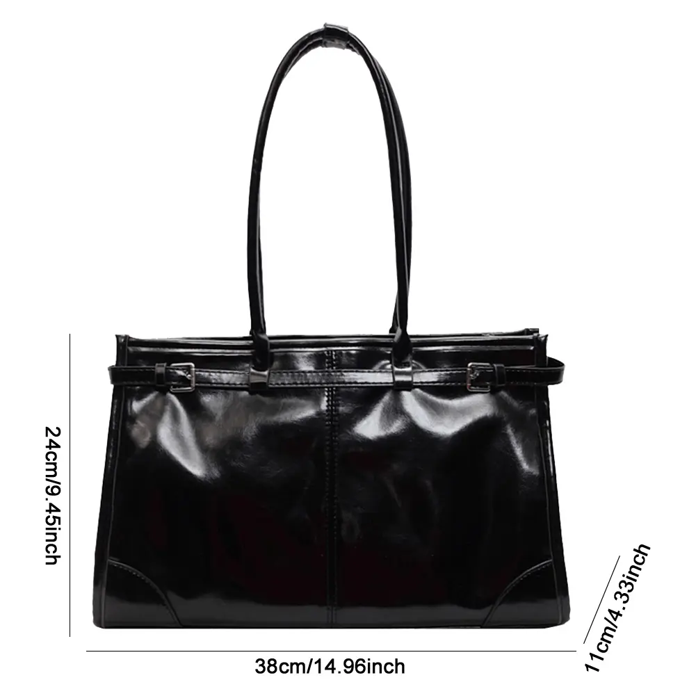Hot Selling Women's Bag Vintage PU Leather Fashion Shoulder Bag High-end Solid Tote Bags Elegant Ladies Handbag Zip Underarm Bag