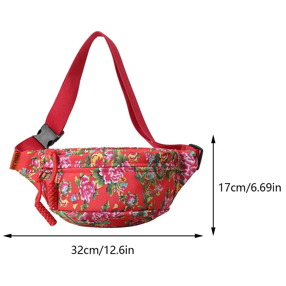 Vintage Flower Soft Waist Pouch 2024 Fashion Nylon Cloth New Crescent Chest Bag Ladies Lightweight Sling Bag Outdoor Fanny Packs