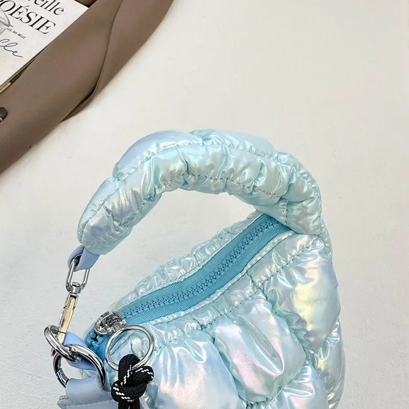 Mini Quilted Cloud Bag Puffer Pleated Grid Wrist Clutch Purse Padded Phone Coin Purse Handbags Space Evening Bag Top Handle Bags