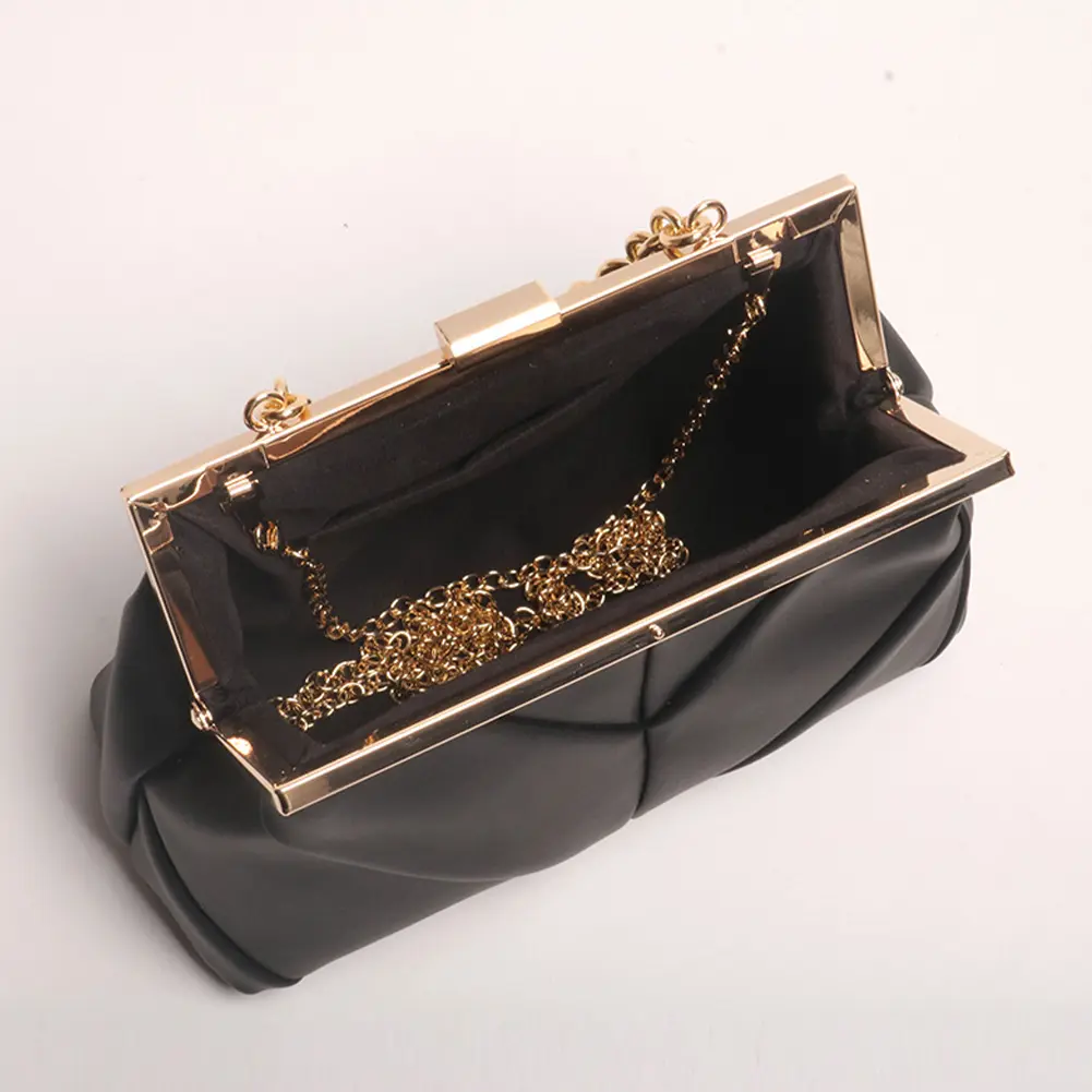 High-end Banquet Dumpling Bags PU Fashion Chian Handbag Solid Classy Evening Clutch Purse Wedding Prom Party Clip Dinner Satchel