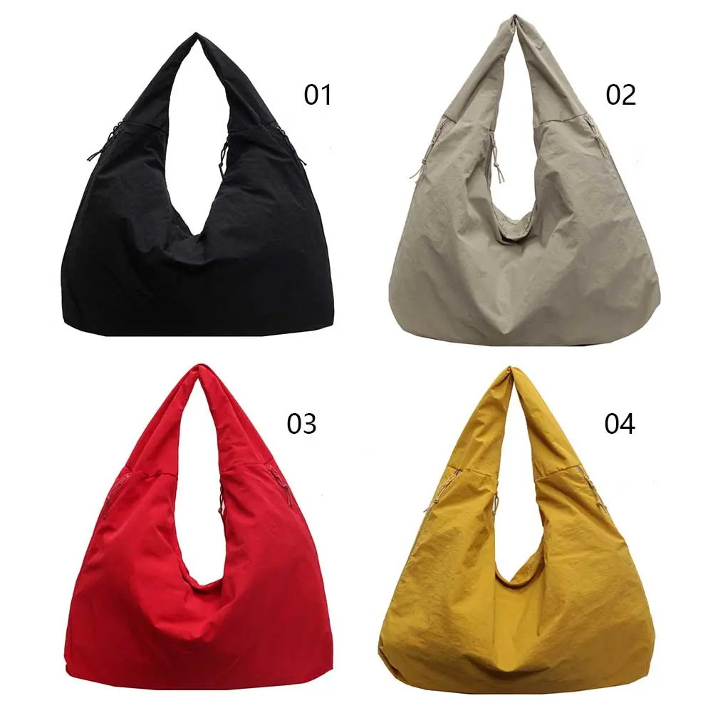 Women All-Match Handbag Large Capacity Solid Color Shoulder Bag Multi-Pocket Nylon Shoulder Bag Shopping Work Date Bag