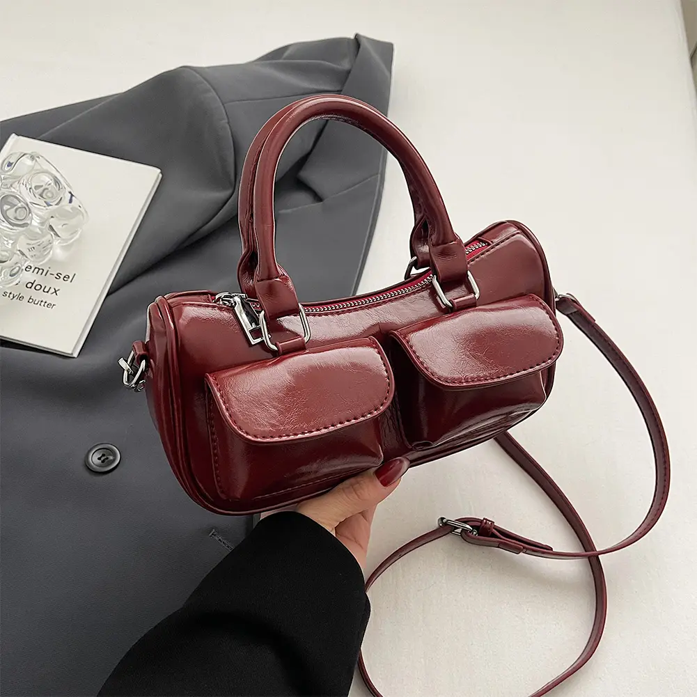 Women PU Leather Top Handle Bag with Inner Pocket Large Capacity Shoulder Bag Adjustable Strap Crossbody Bag Ladies Tote Handbag