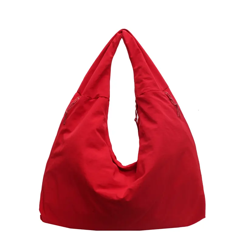 Women All-Match Handbag Large Capacity Solid Color Shoulder Bag Multi-Pocket Nylon Shoulder Bag Shopping Work Date Bag