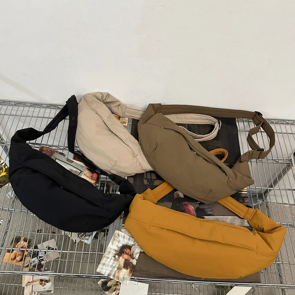 Chest Bag Solid Stylish Crossbody Bag Adjustable Strap Soft Shoulder Bags Large Capacity Banana Bag Lightweight Casual Waist Bag
