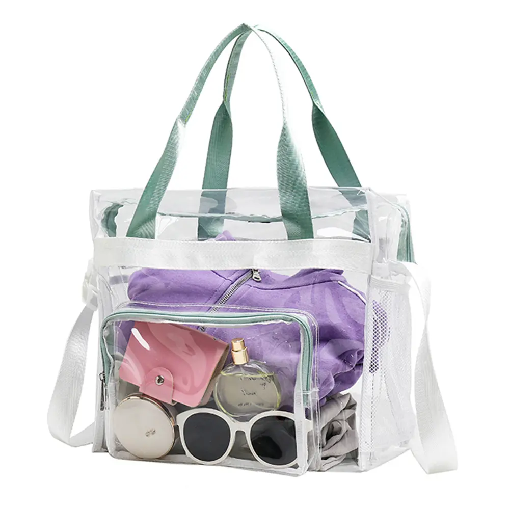 Women Transparent Tote Handbag Waterproof Casual Crossbody Bag Large Capacity Travel Sling Bag Outdoor Swimming Bag