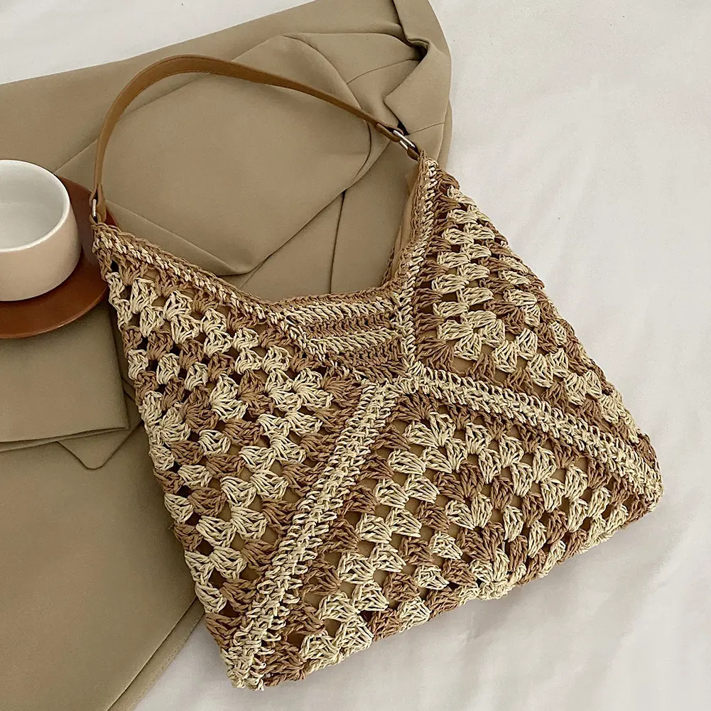 Women Mesh Storage Bag Extra Large Weave Straw Swimming Beach Bag Fashion Girls Bag Solid Hollow Out Shopper Bag Handlebag