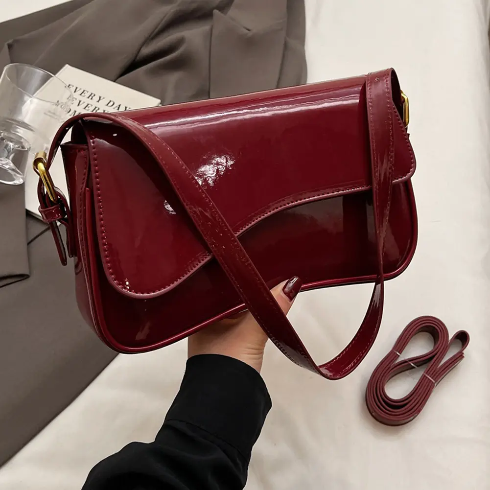 PU Leather Vintage Small Shoulder Bags Flap Chic Hobo Bag Women Elegant Crossbody Bag Solid Underarm Bag Luxury Designer Handbag