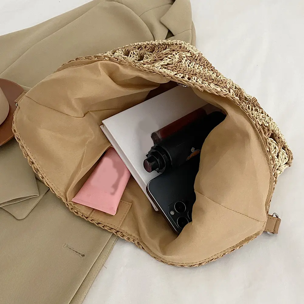 Women Mesh Storage Bag Extra Large Weave Straw Swimming Beach Bag Fashion Girls Bag Solid Hollow Out Shopper Bag Handlebag