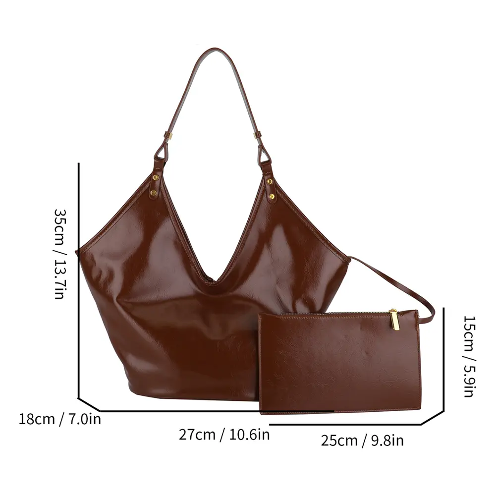 New PU Leather Oversize Shoulder Bags Korean Version Women's Bag with Small Pouch Large Capacity Solid Underarm Handbag Tote Bag