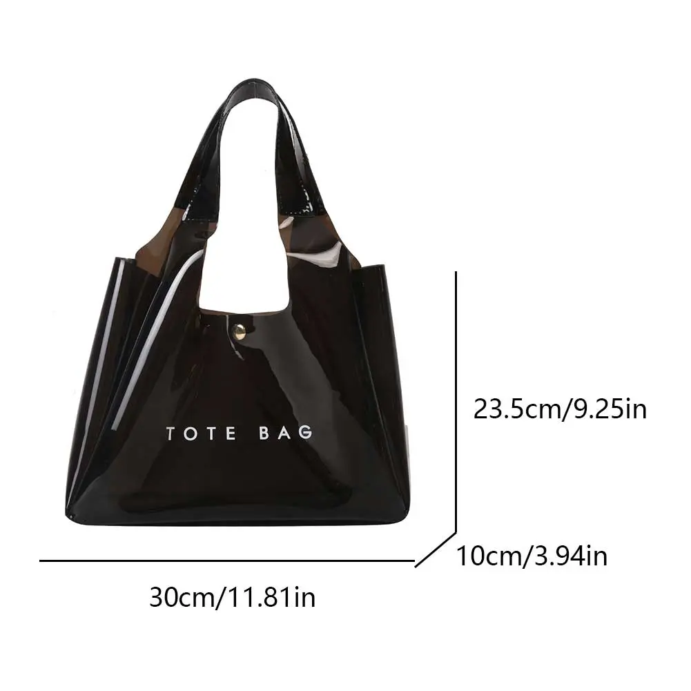 Women's PVC Waterproof Tote Bag Large Capacity Shoulder Bag Transparent Grocery Bag Magnetic Closure Handbag Clear Storage Pouch