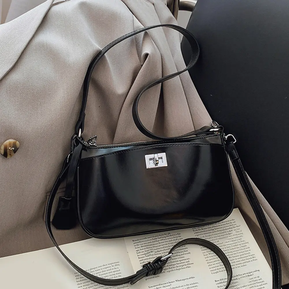 PU Women's Fashion Shoulder Underarm Bag Adjustable Strap Stylish Crossbody Bags Hasp&Zipper Closure Design Ladies Tote Handbag