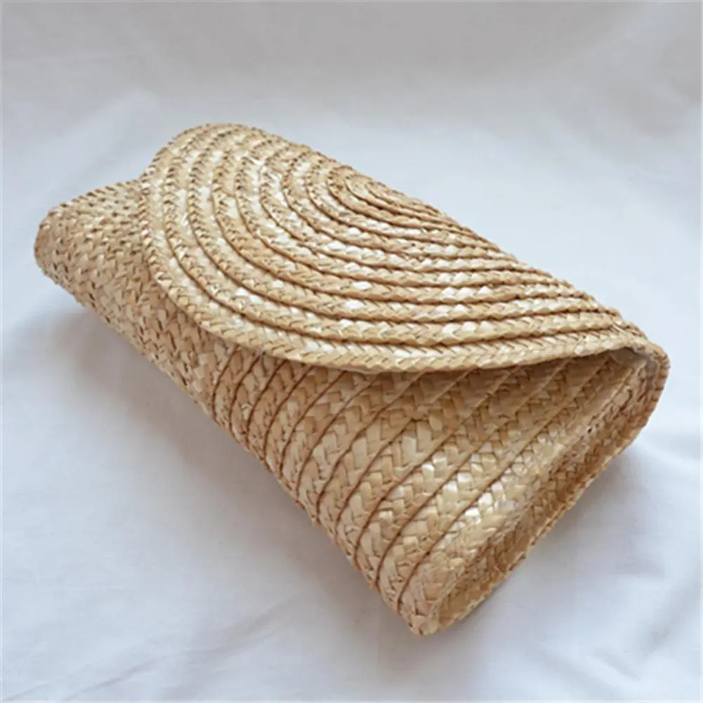 Women Wheat Straw Woven Clutch Handmade Female Casual Wallet Casual Purse Bag Ladies Summer Beach Travel Envelope Handbag