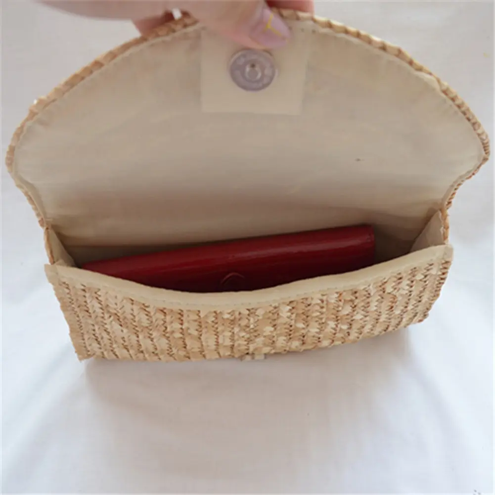 Women Wheat Straw Woven Clutch Handmade Female Casual Wallet Casual Purse Bag Ladies Summer Beach Travel Envelope Handbag