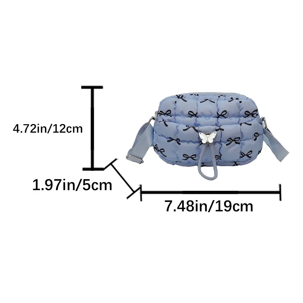 2025 New Puffer Small Square Bag Nylon Shoulder Bag Pleated Cloud Crossbody Bag for Women Adjustable Strap Satchel Clutch Purses
