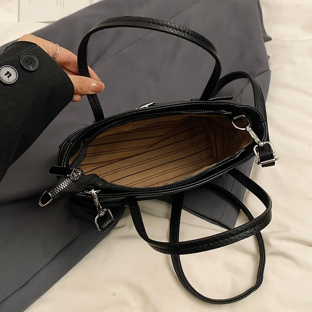 High-end Brand Top-Handle Handbag for Women's PU Chic Hobo Bag Large Capacity Solid Crossbody Bag Adjustable Strap Shoulder Bags