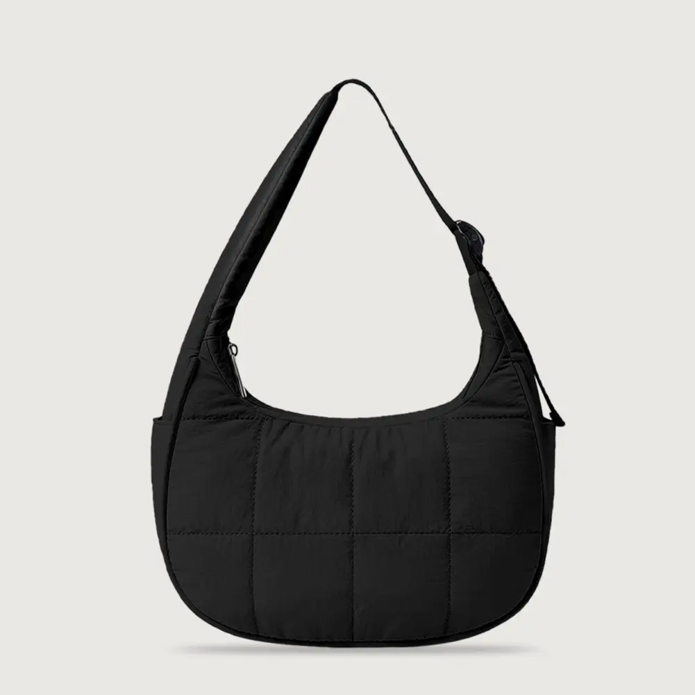 Underarm Bag for Women Quilted Shoulder Purse Nylon Adjustable Strap Handbag with Zipper Hobo Bag for Work Travel