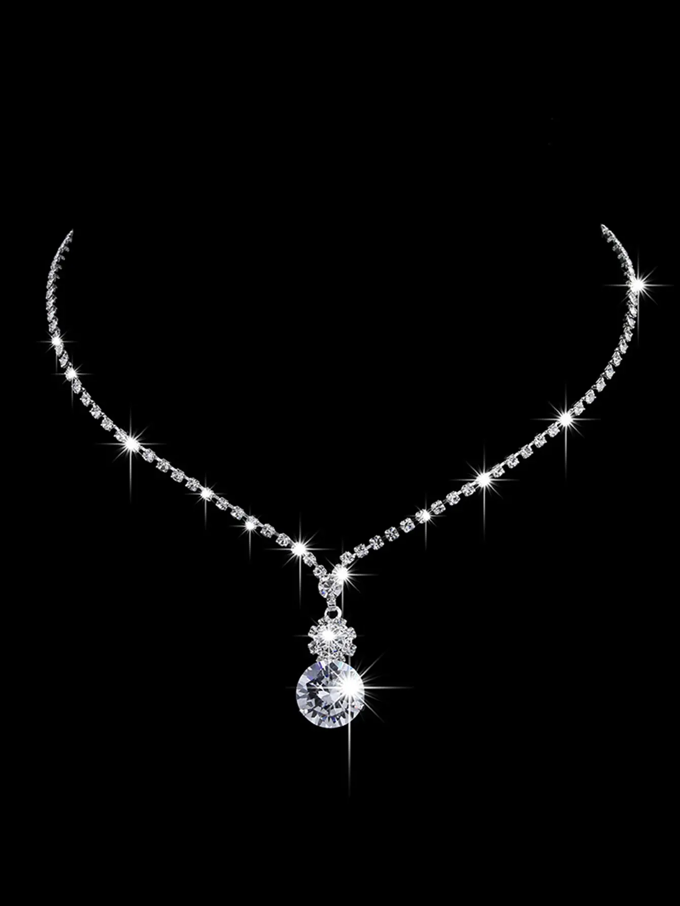 3pcs women's jewelry set, rhinestone necklace, earrings, luxurious wedding accessories