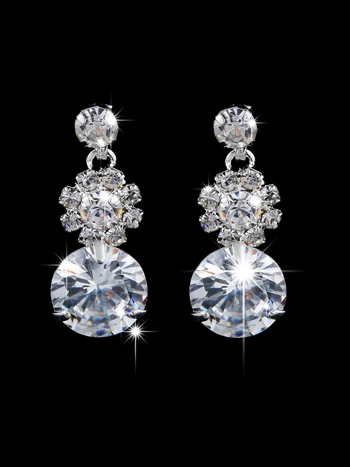 3pcs women's jewelry set, rhinestone necklace, earrings, luxurious wedding accessories