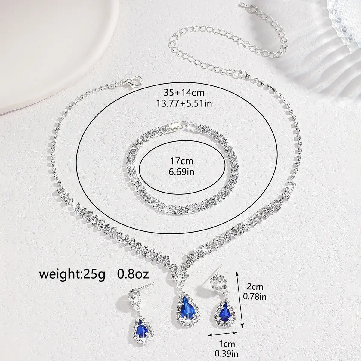 4PC Women's Fashion Simple Necklace Earrings Bracelet Jewelry Set Suitable for Wedding, Party, Festival Gifts