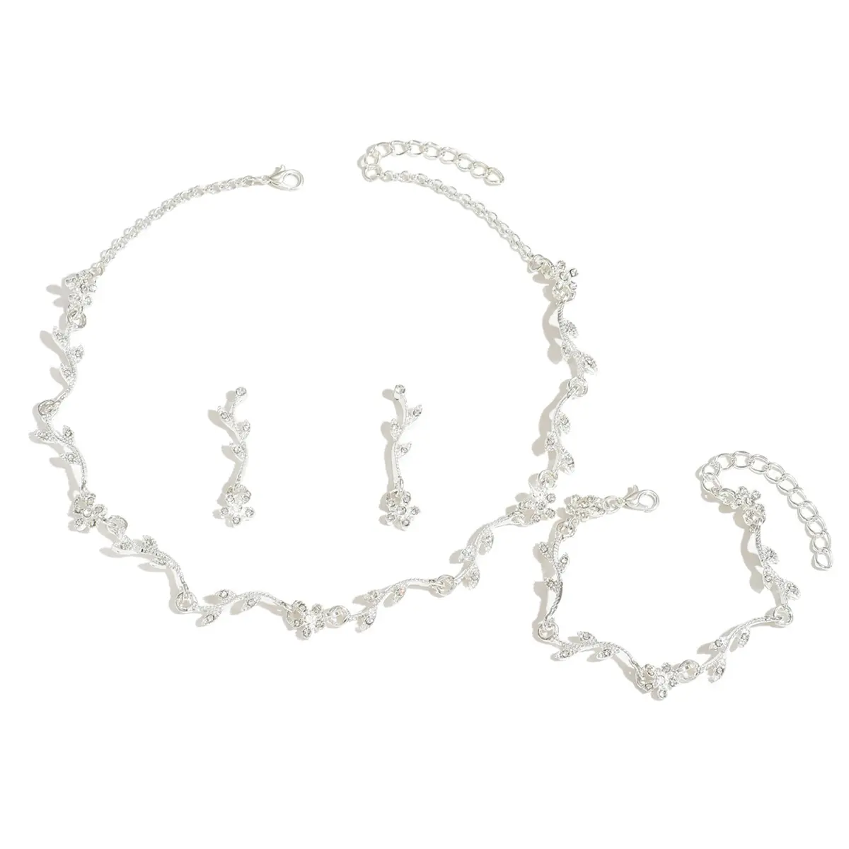 4PC Women's Fashion Necklace, Earrings, Bracelet, Jewelry Set with Design Sense Suitable for Wedding, Party, Festival Gifts
