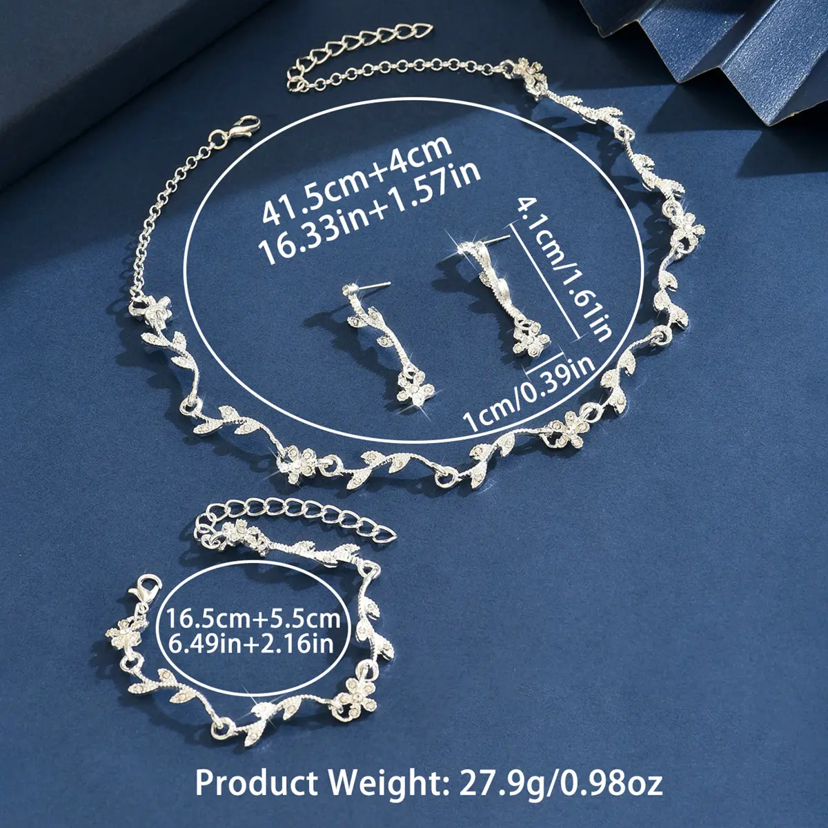 4PC Women's Fashion Necklace, Earrings, Bracelet, Jewelry Set with Design Sense Suitable for Wedding, Party, Festival Gifts