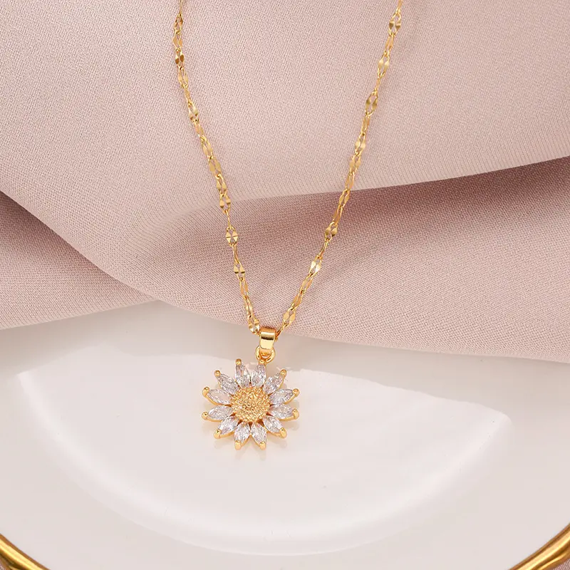 1PC Women's Fashion Sun Flower Design Pendant Necklace Jewelry Suitable for Date, Party, Festival Gifts