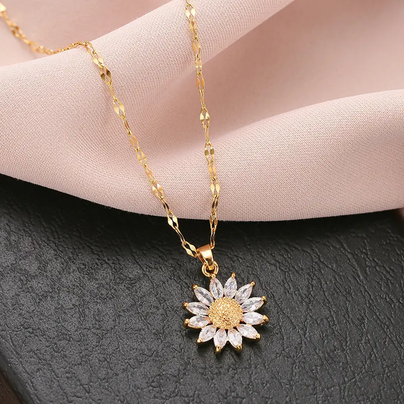 1PC Women's Fashion Sun Flower Design Pendant Necklace Jewelry Suitable for Date, Party, Festival Gifts