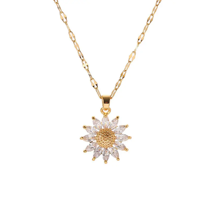 1PC Women's Fashion Sun Flower Design Pendant Necklace Jewelry Suitable for Date, Party, Festival Gifts