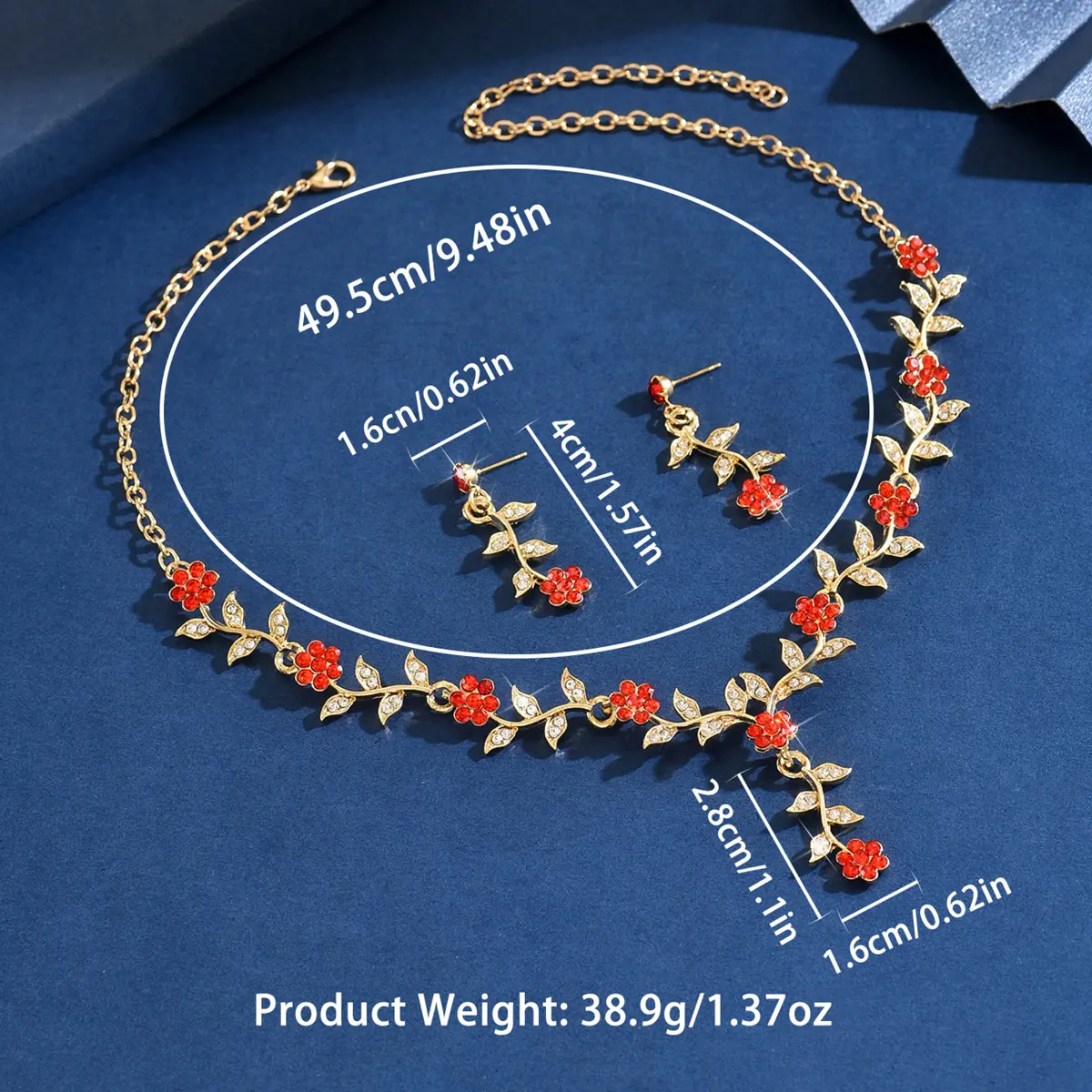 3PC Women's Fashion Design Flower Necklace Earrings Jewelry Set Suitable for Wedding, Party, Festival Gifts