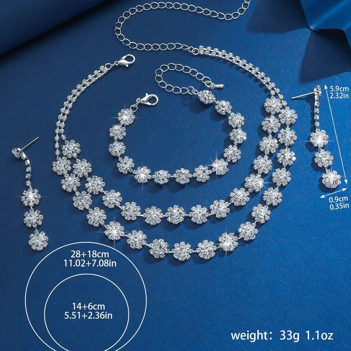 Fashionable geometric circular simple luxury style necklace earrings bracelet jewelry set party holiday daily wear