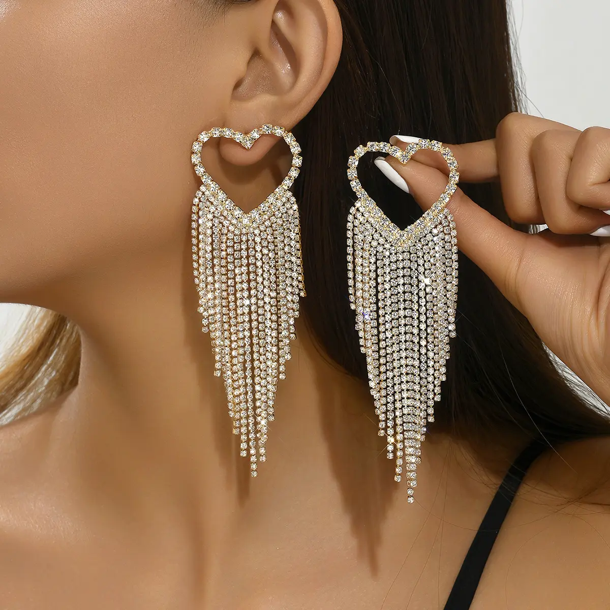 2PC Women's Fashion Love tassel Earrings Jewelry Simple and High End Suitable for Date, Party, Festival Gifts