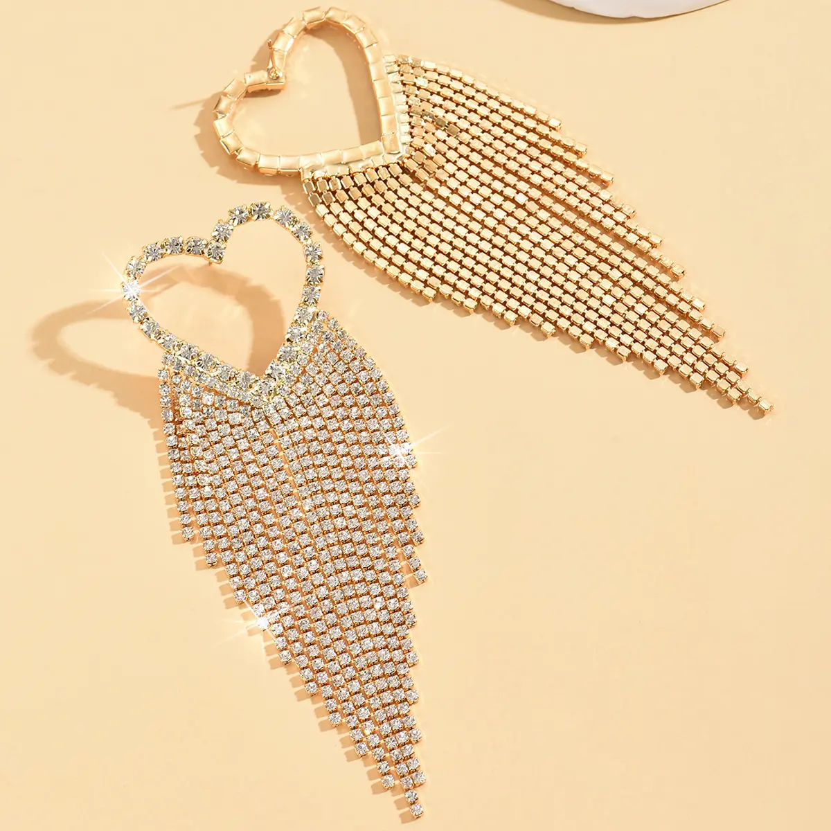 2PC Women's Fashion Love tassel Earrings Jewelry Simple and High End Suitable for Date, Party, Festival Gifts