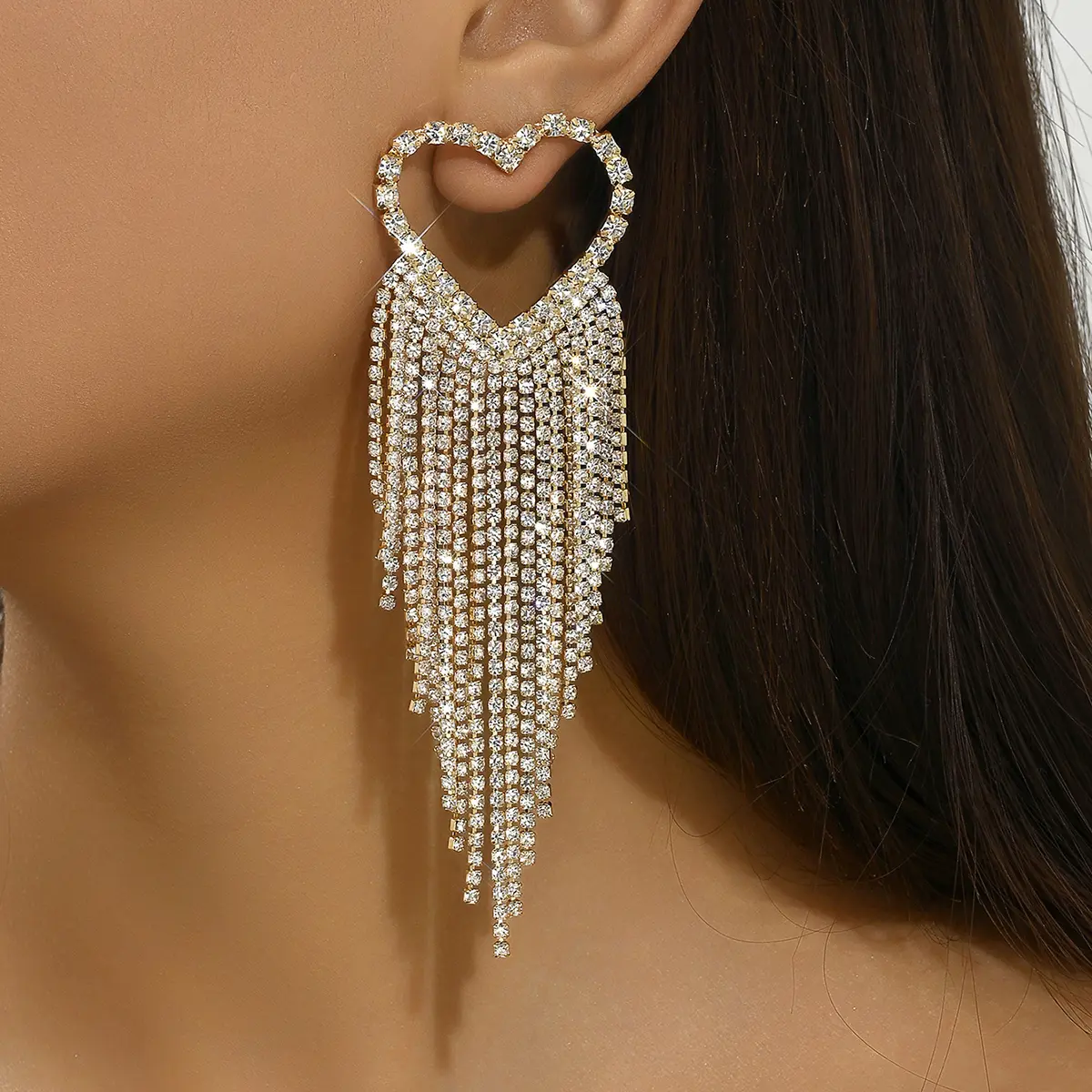 2PC Women's Fashion Love tassel Earrings Jewelry Simple and High End Suitable for Date, Party, Festival Gifts