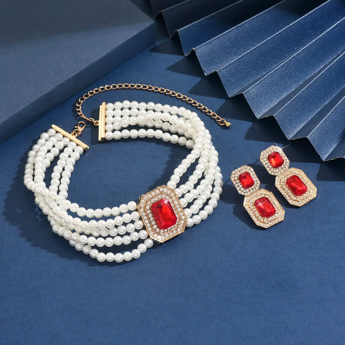 3PC Women's Fashion Pearl Series Necklace Earrings Jewelry Set Suitable for Wedding, Party, Festival Gifts