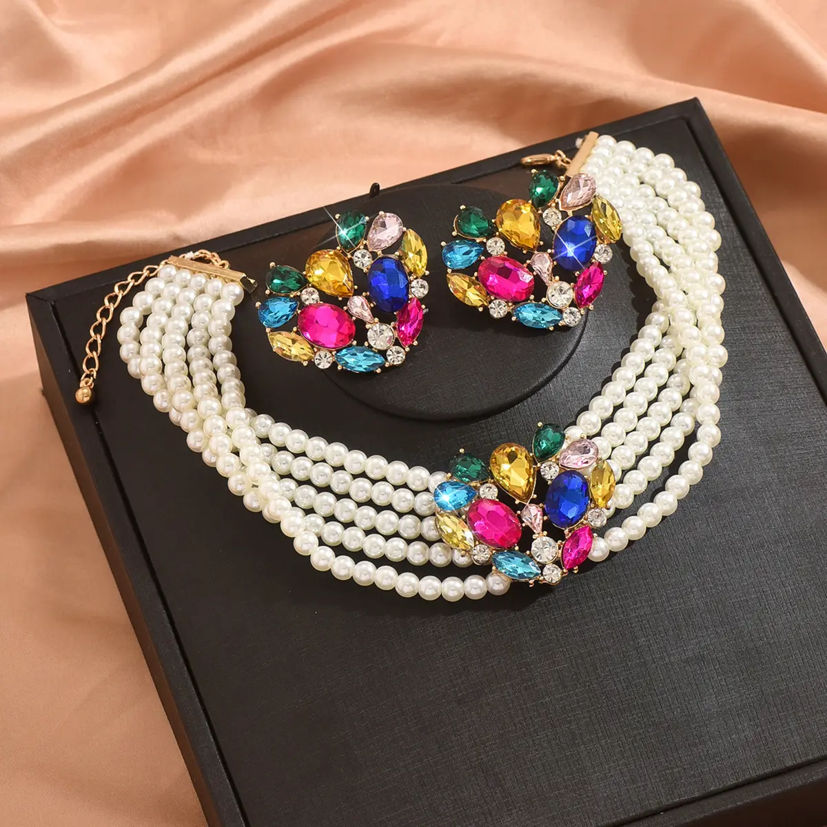 Ladies' Fashion Design Pearl Set Series Necklace Earrings Jewelry Set Wedding Party Festival Gift