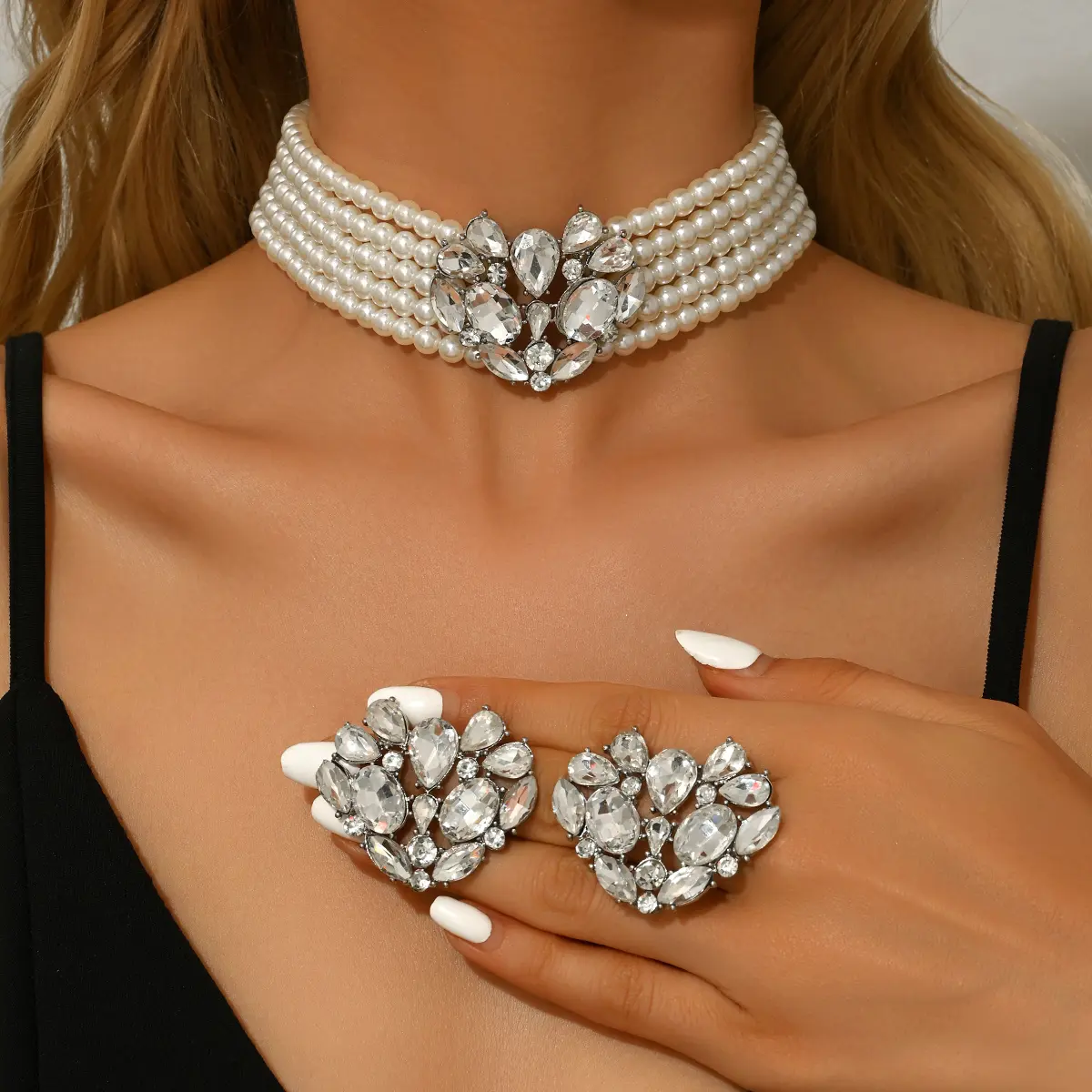 Ladies' Fashion Design Pearl Set Series Necklace Earrings Jewelry Set Wedding Party Festival Gift
