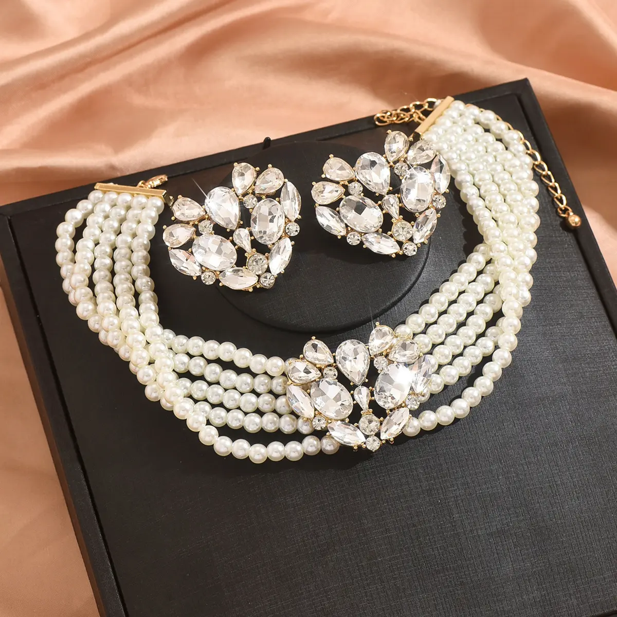 Ladies' Fashion Design Pearl Set Series Necklace Earrings Jewelry Set Wedding Party Festival Gift